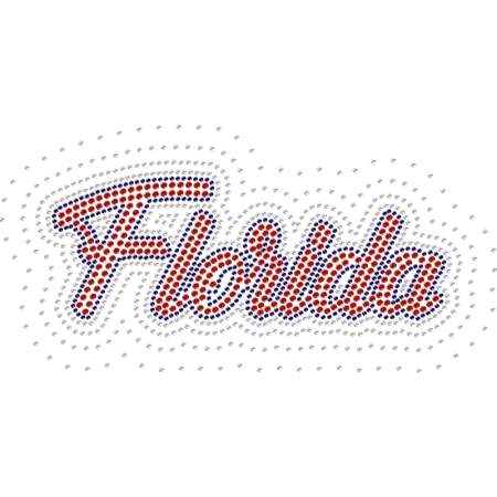 Shining Florida Red Rhinestone Heat Transfer